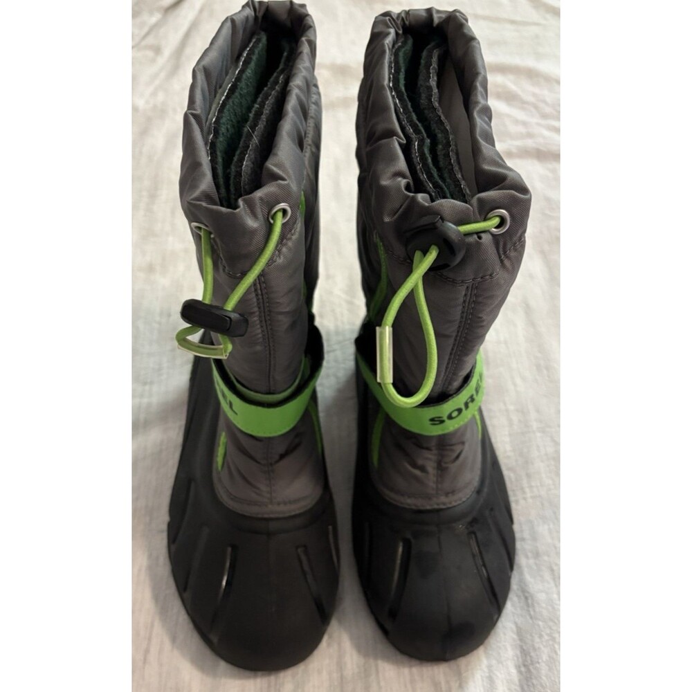 Sorel Women’s Winter Snow Boots Gray Lime Green Waterproof Size 6